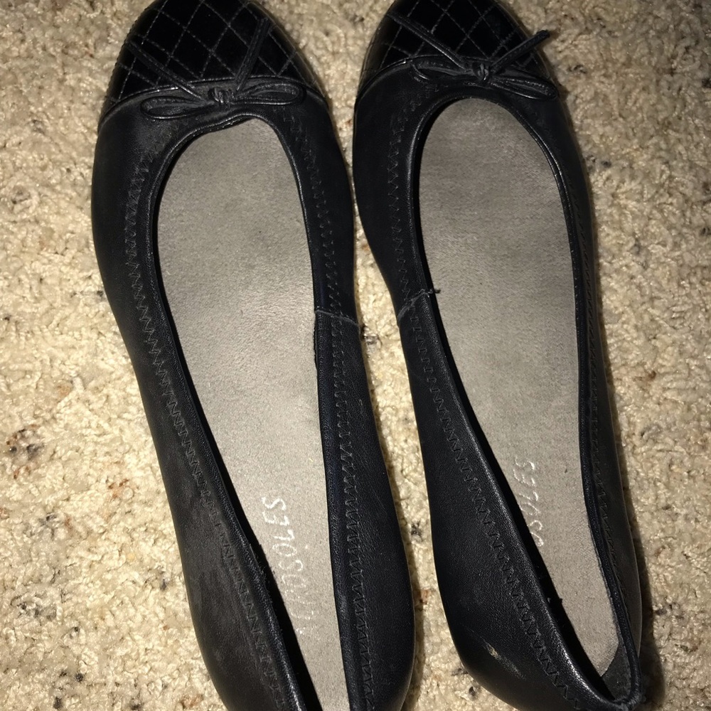 black slip on flats